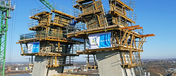 Construction of inclined bridge pylon with ATR Self-Climbing System