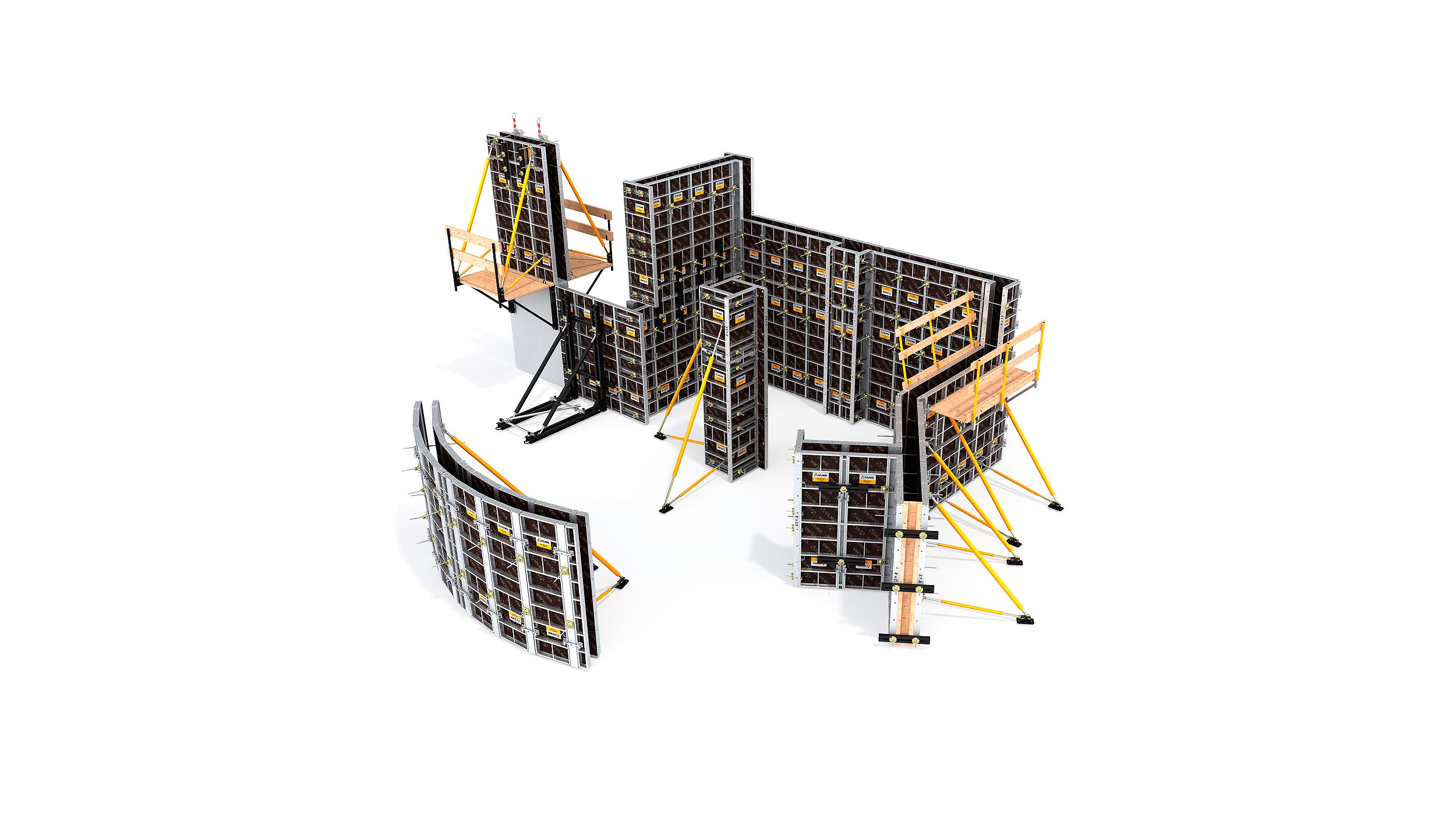 Lightweight, medium duty handset panel formwork in imperial measurements for concrete walls, columns and pilasters in building construction and civil engineering projects.