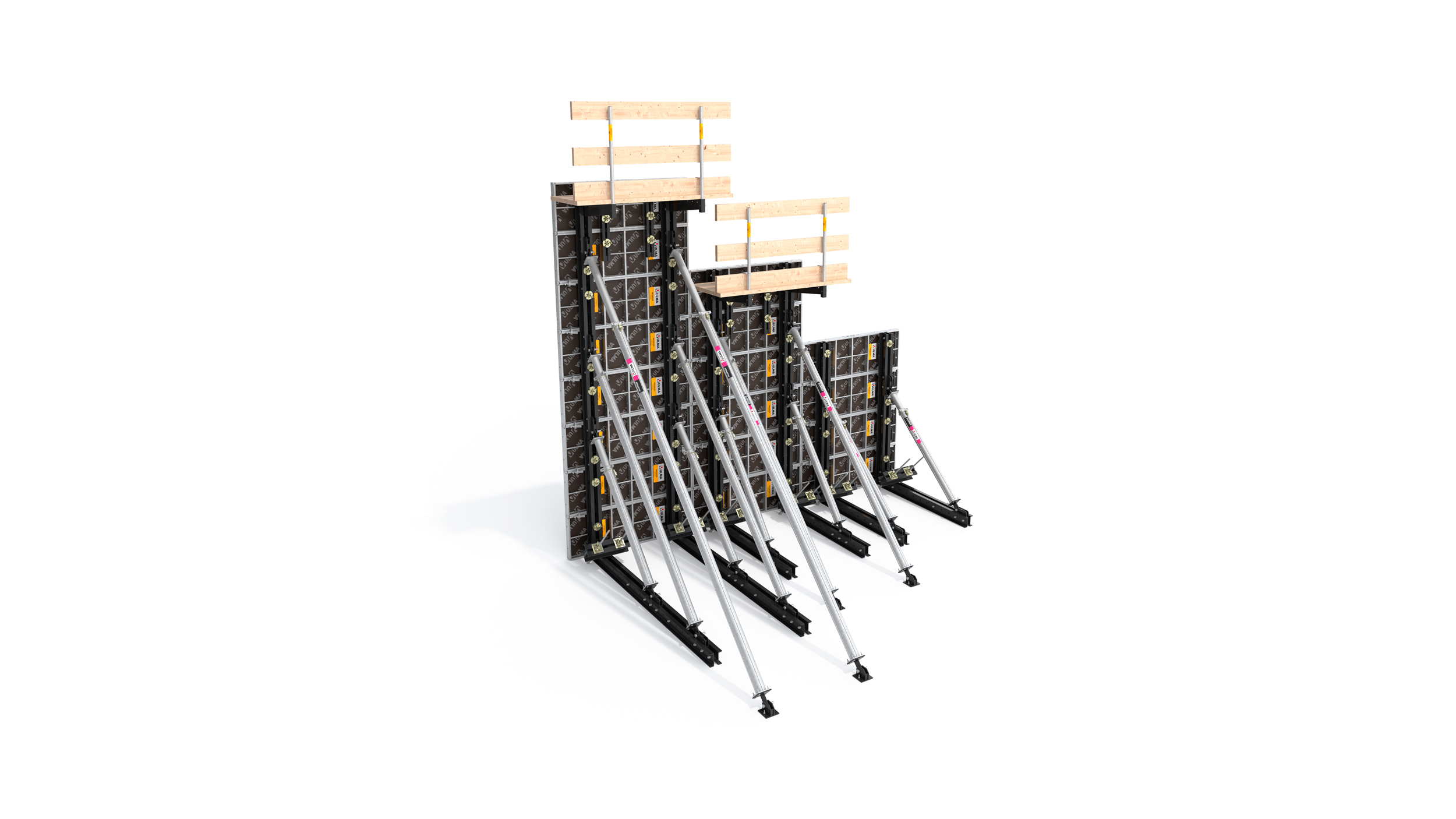 Single-sided handset forming system based on post shore and frame support for one-sided wall applications. 
Compatible with all ULMA wall formwork panels.