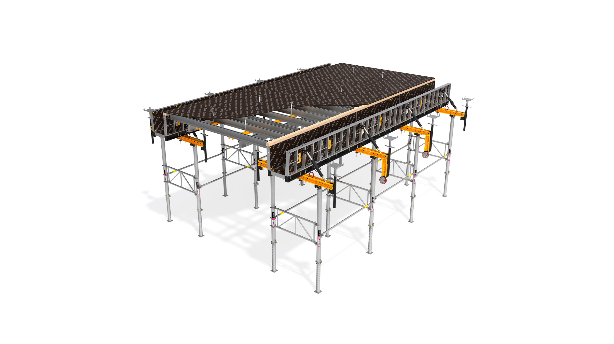 A new efficient & versatile formwork shoring solution for forming cast-in-place garage beams and slabs for parking structures using US-style construction methods in imperial measurements.