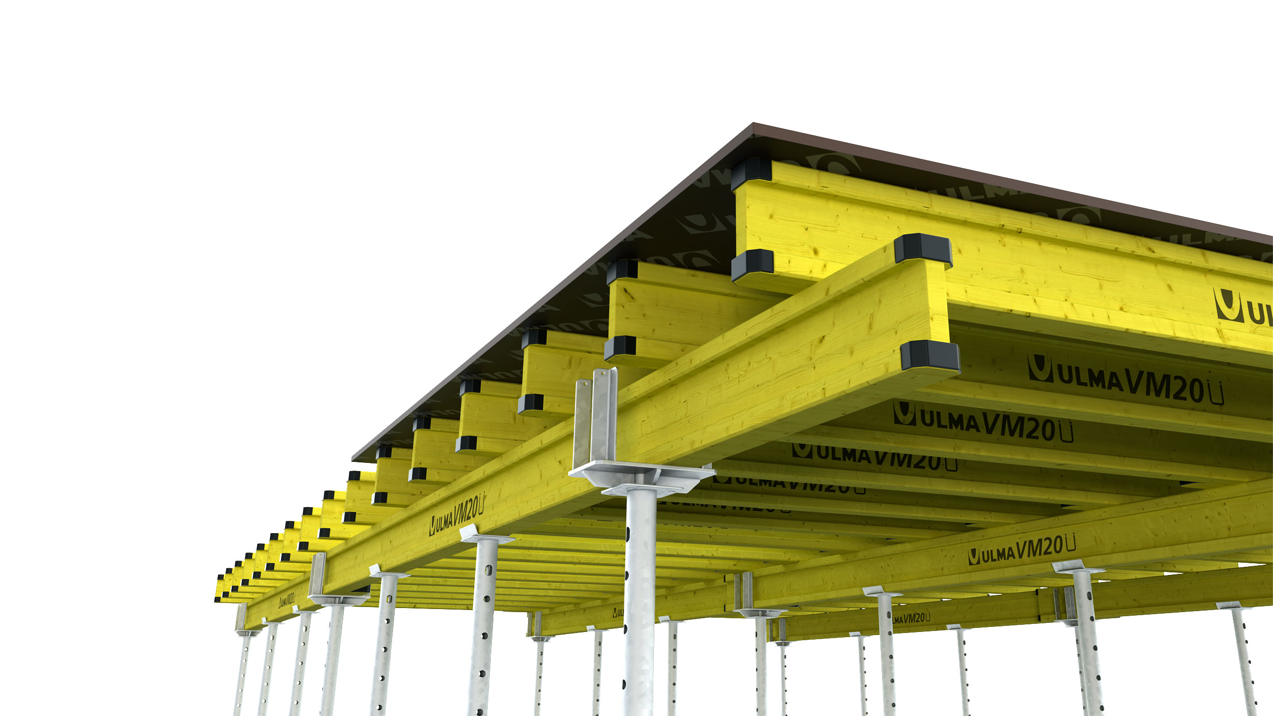Double T-section timber beams for multiple forming and shoring applications. Lightweight, heavy duty and fitted with plastic caps to protect them against impact and moisture.