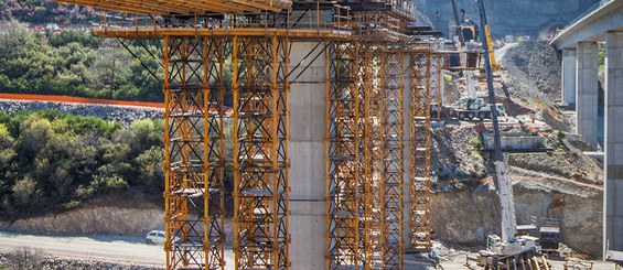 Viaduct shoring with T-500 shoring system