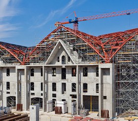 Working platform and shoring for roof construction