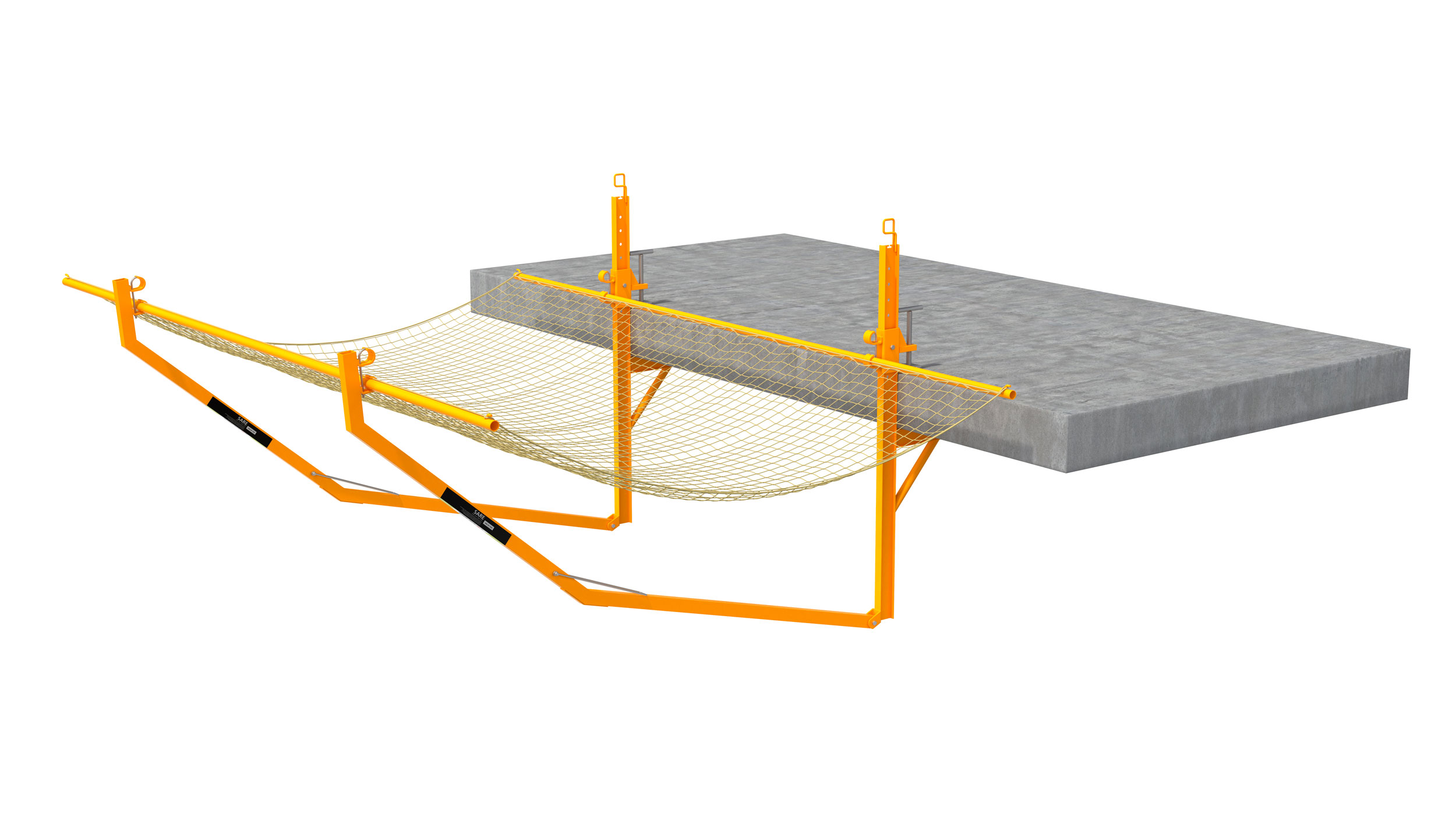 Flexible and elastic fall protection equipment for slab edges. Highlights: safe assembly. Catches the worker in the event of a fall.