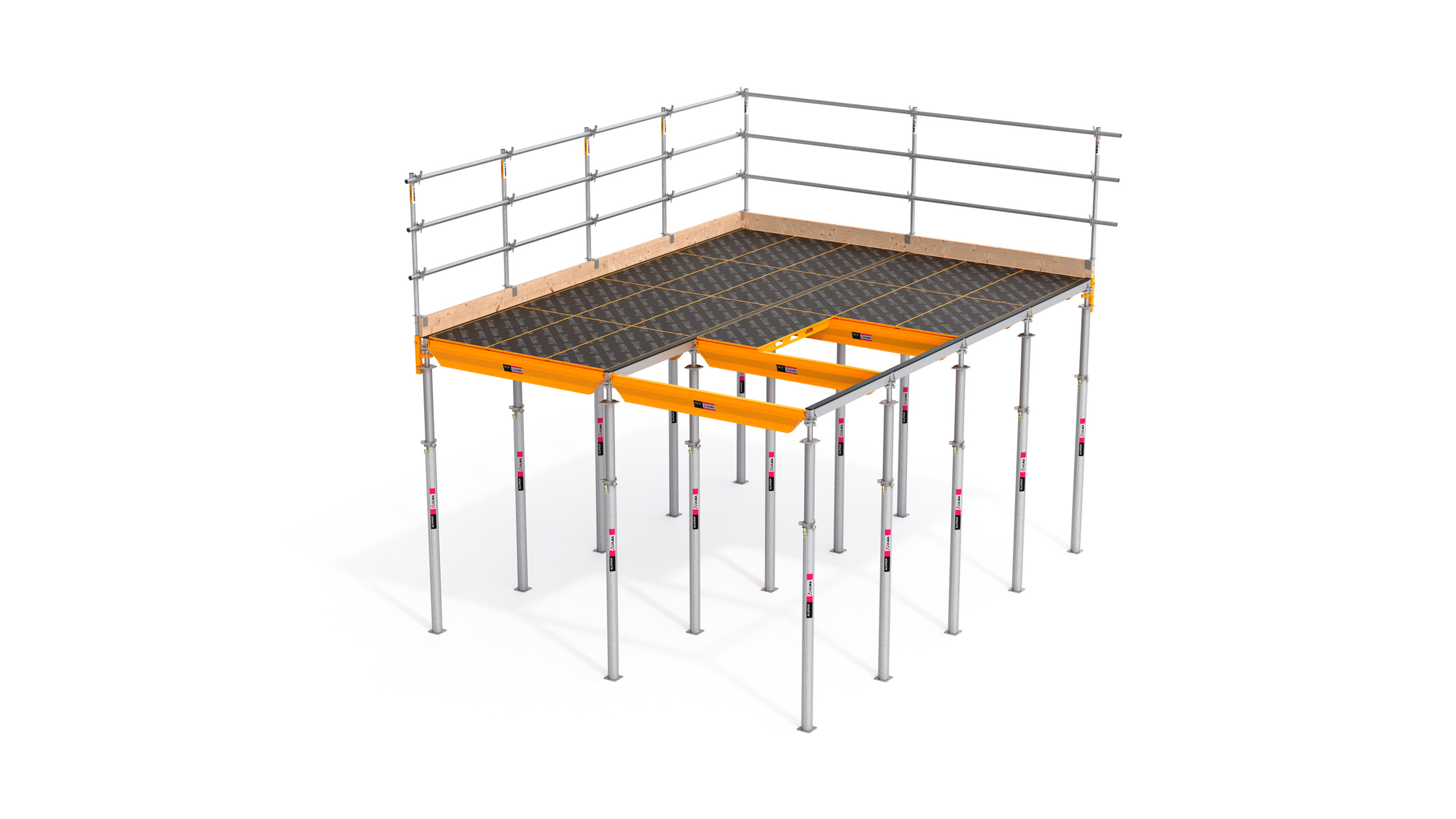 Very flexible and safe formwork that provides high performance rates on site. Perfect for solid or lightened slabs. 
Highlights: Fast striking with the drophead system and handset components.