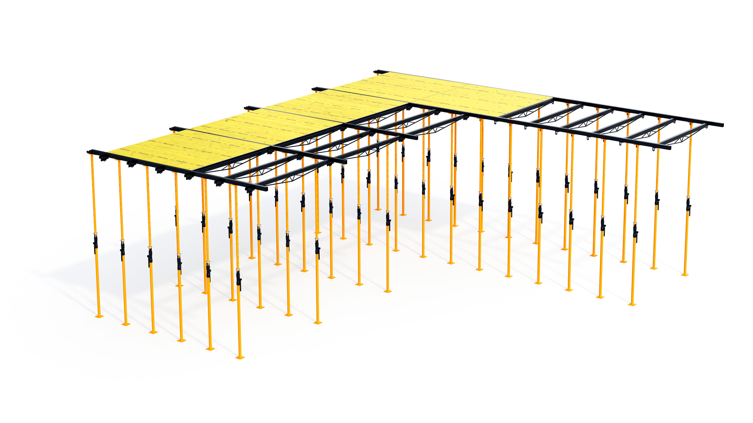 High performance recoverable slab formwork system for building construction. 
Highlights: light components, fast assembly and disassembly.