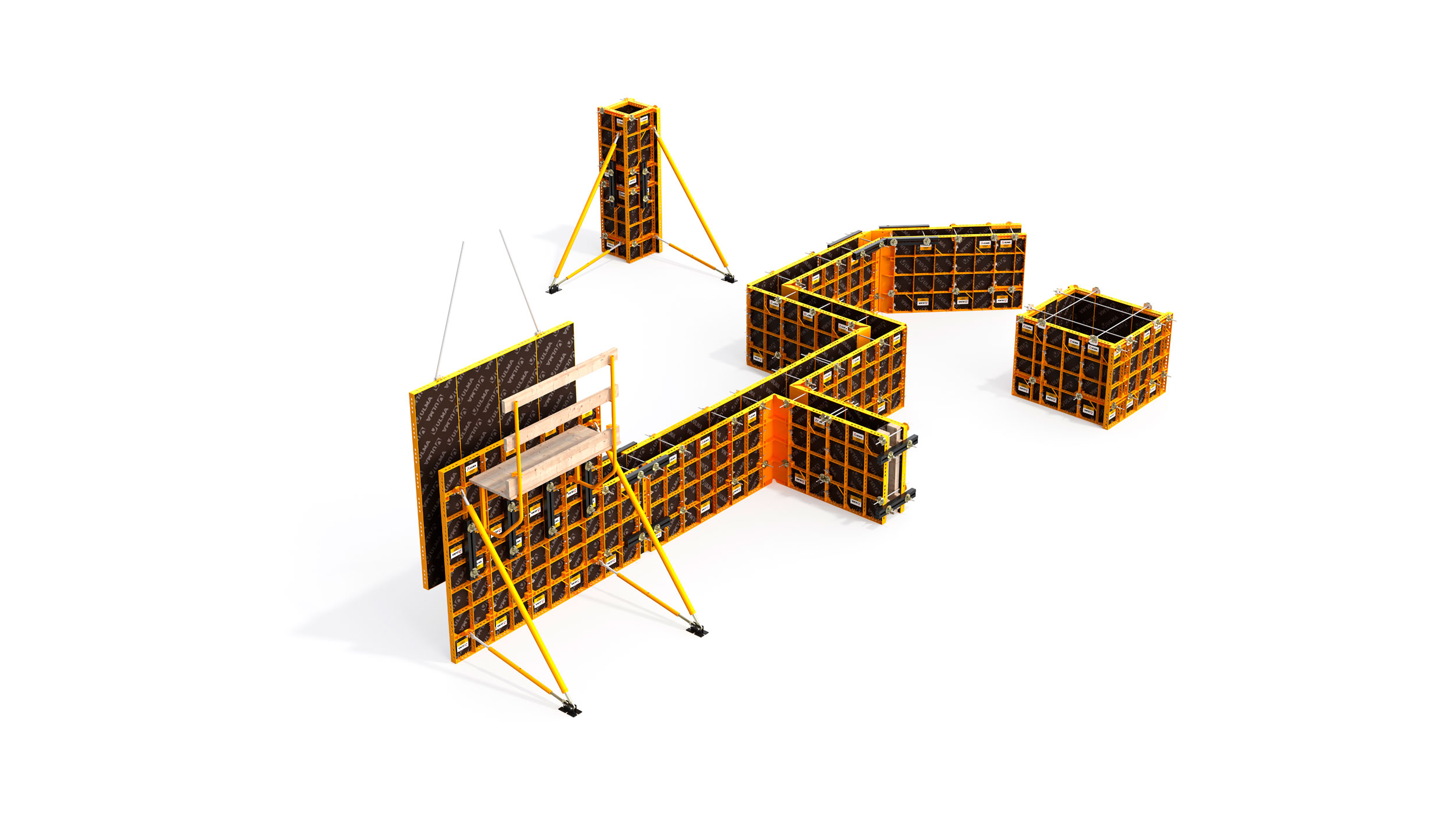 Utmost flexible, light, crane-independent formwork. Ideal for walls, columns, beam sides and foundation construction.