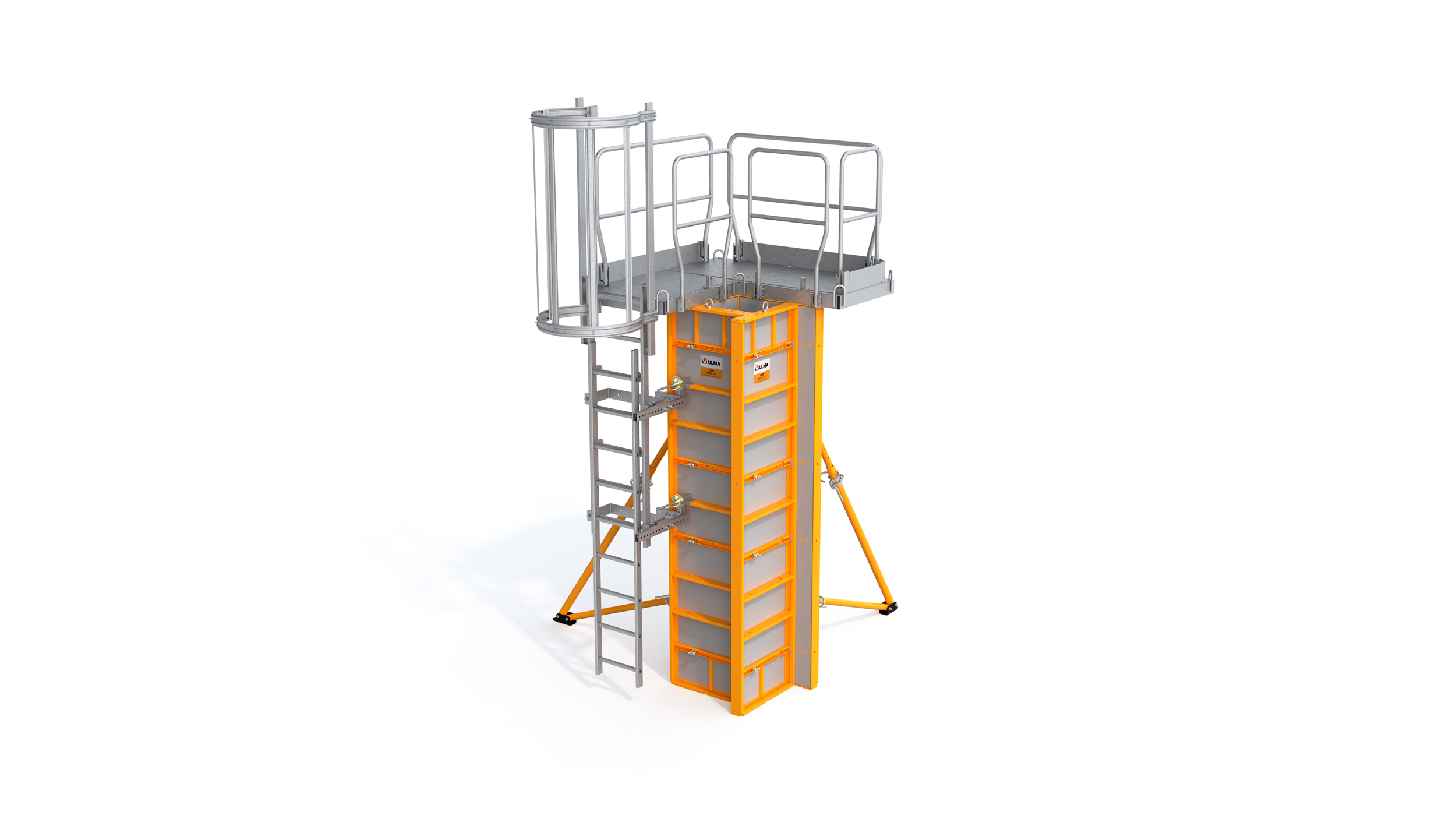 Rectangular section concrete column form. Robust system with a wide panel range. Reduced number of components.