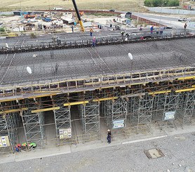 Construction of the road junction at the intersection of Ryskulov and Kuldzhinskiy streets, Almaty, Kazakhstan