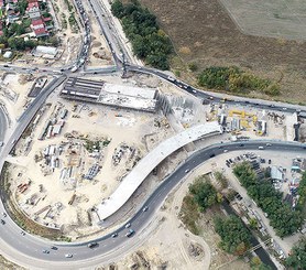 Construction of the road junction at the intersection of Ryskulov and Kuldzhinskiy streets, Almaty, Kazakhstan