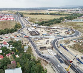 Construction of the road junction at the intersection of Ryskulov and Kuldzhinskiy streets, Almaty, Kazakhstan