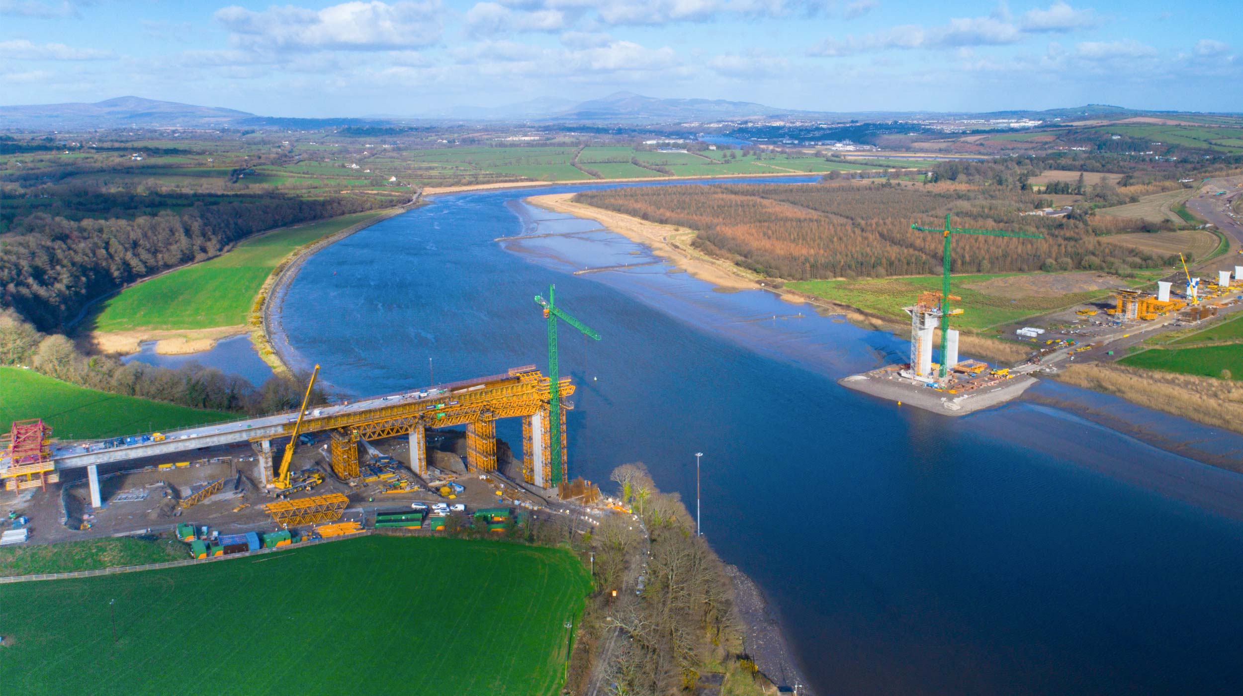 The bridge over the Barrow River, is an extradosed structure 887 m in length, making it the longest bridge of its kind in the world.