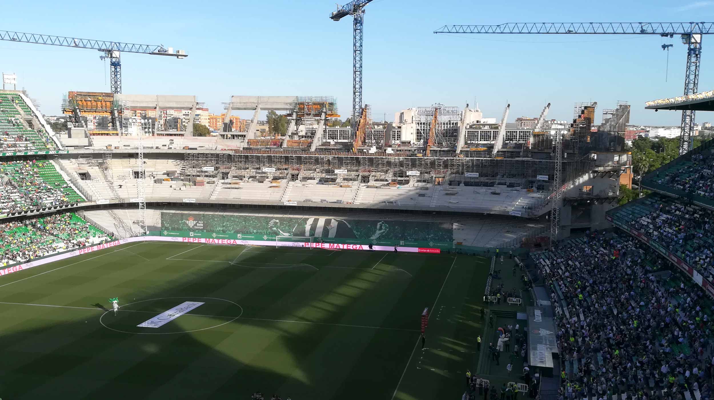 The construction of the south grandstand for the Benito Villamarín Stadium in Sevilla, Spain.