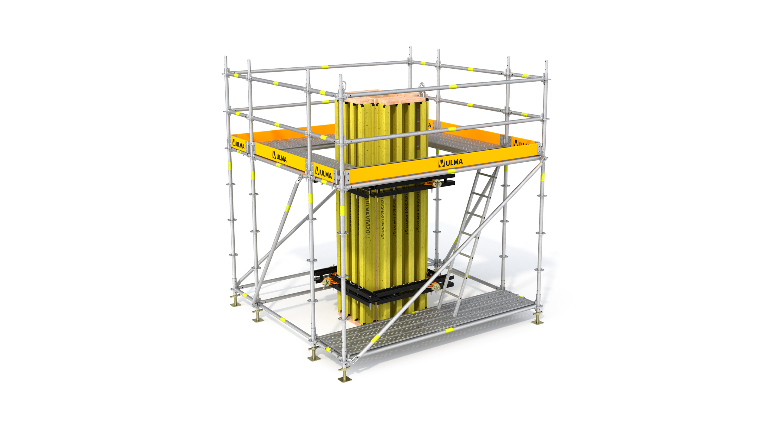 Working towers that allow access for operators and material at different points of the structure under construction. Multiple configurations are possible.