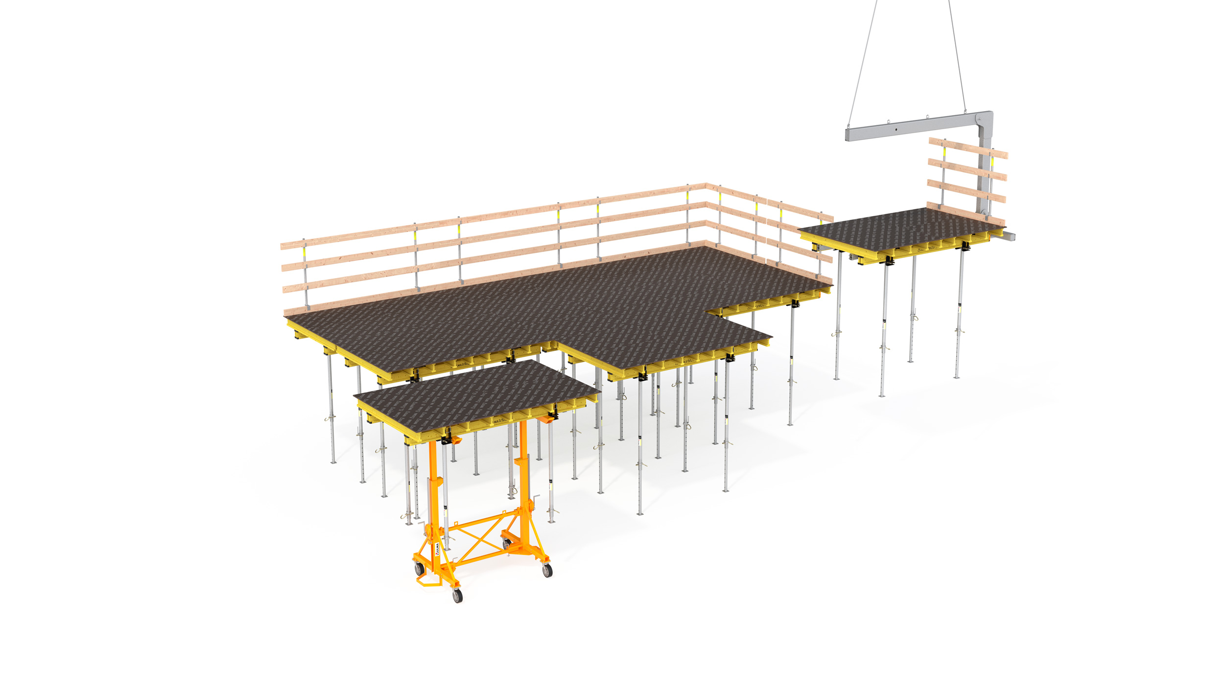 Encofrado de mesa para grandes losas de geometría regular, de gran efectividad. Apropiado para edificación.
Características a destacar: Agiliza los ritmos de trabajo, proporciona seguridad y excelentes acabados de hormigón.