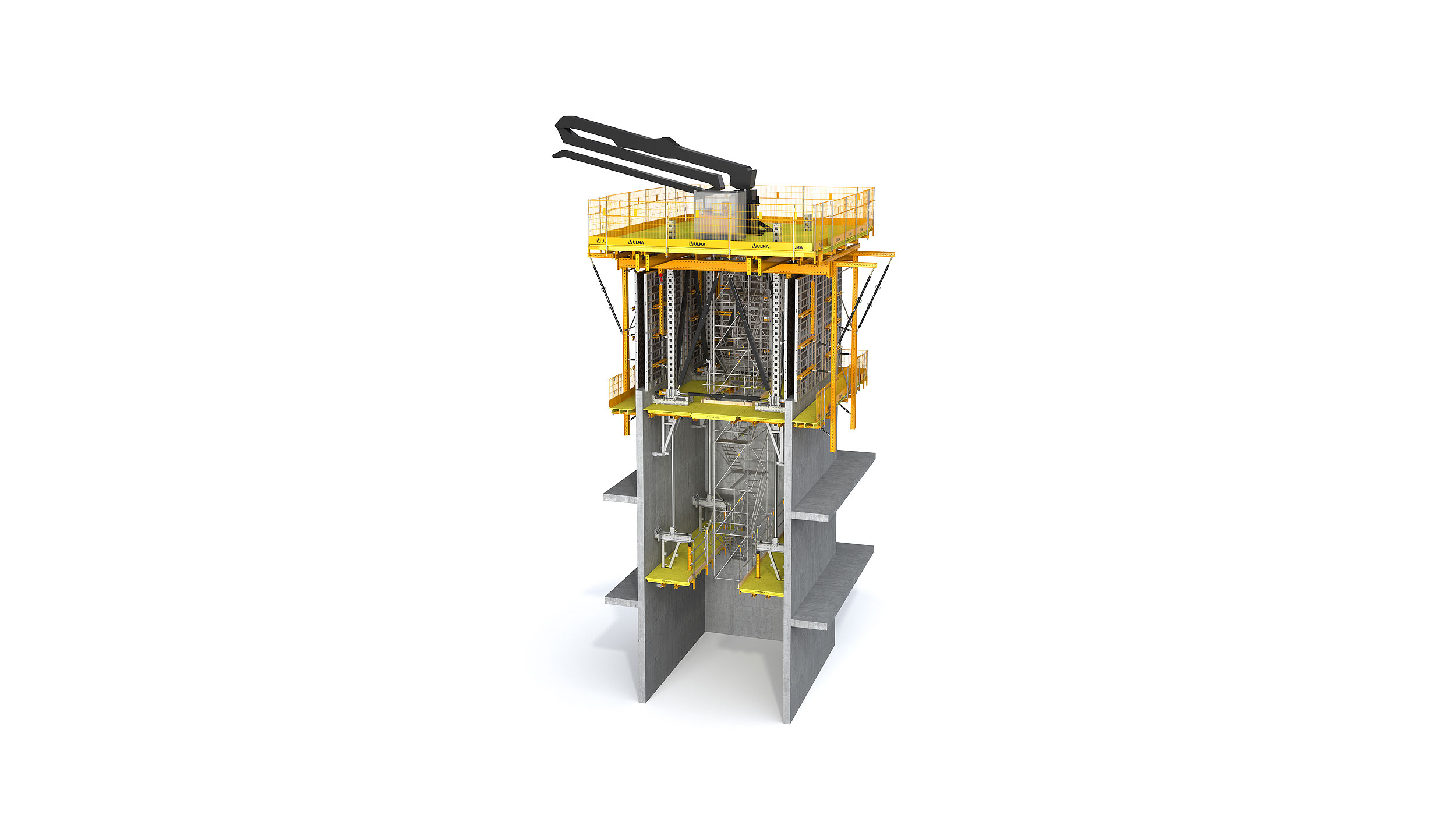 Sistema de encofrado autotrepante de gran capacidad con productividad máxima para núcleos de grandes rascacielos.