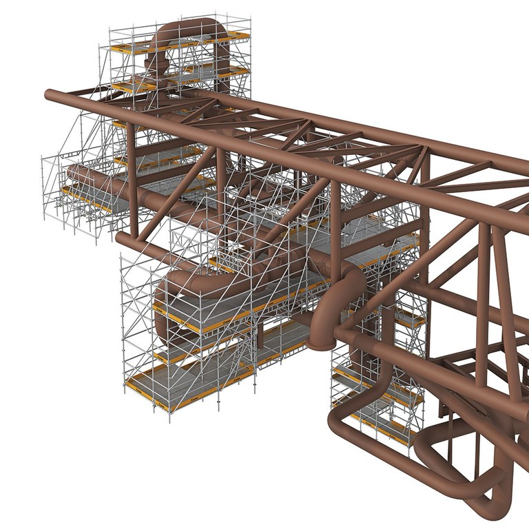 Andamio industrial BRIO para trabajos de construcción y mantenimiento en el sector industrial y energético.